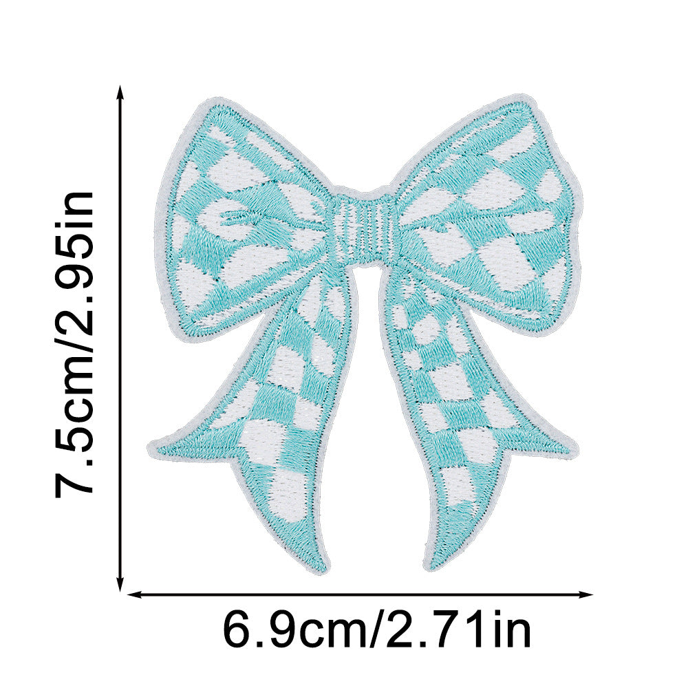 Wholesale Plaid Bow Embroidered Patch
